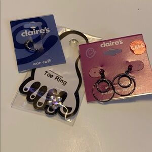 Fun Claire’s Bundle- Earrings, Ear cuff, Toe Ring